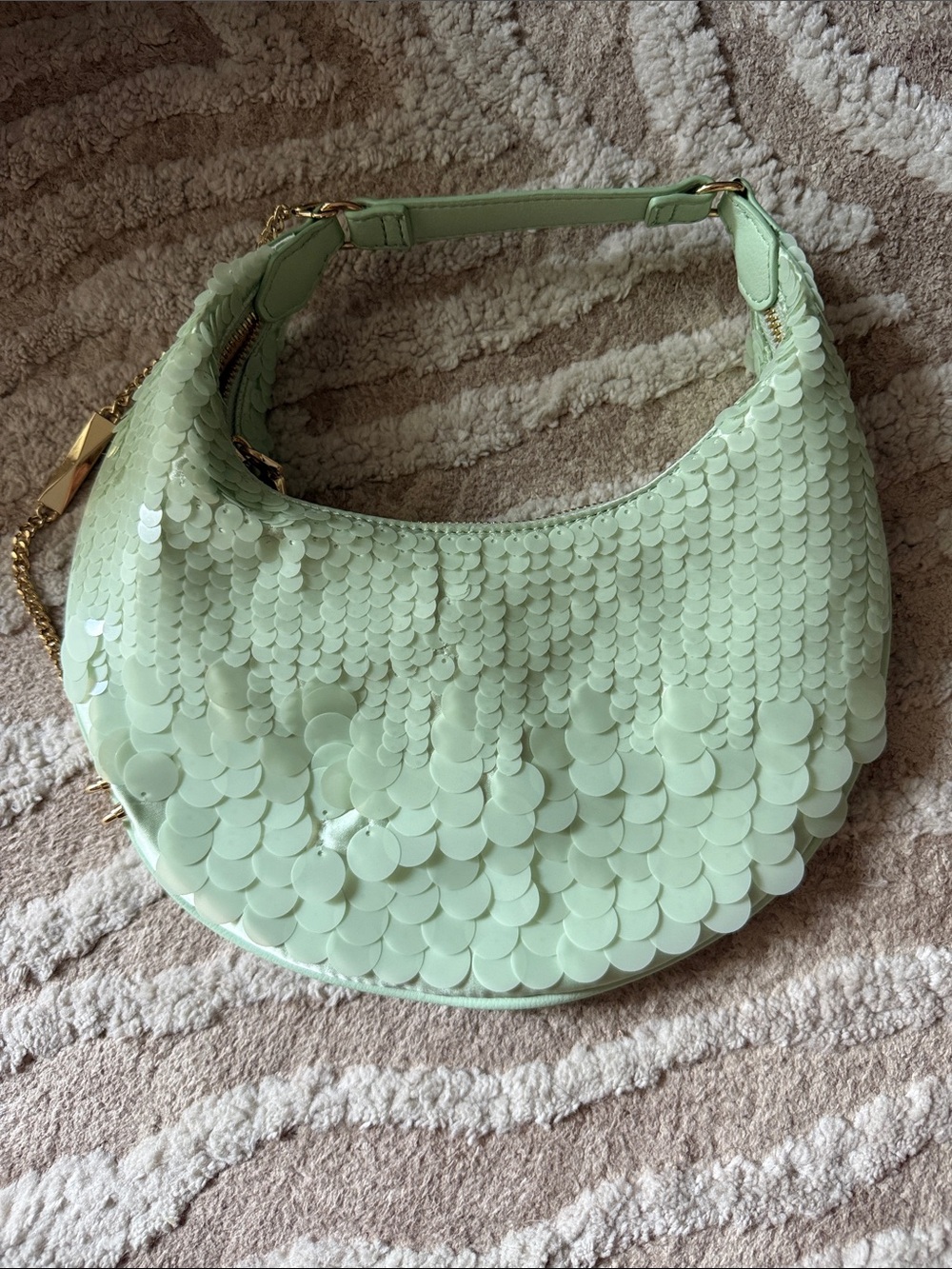 INC International Concepts Mint Sequin Shoulder Bag